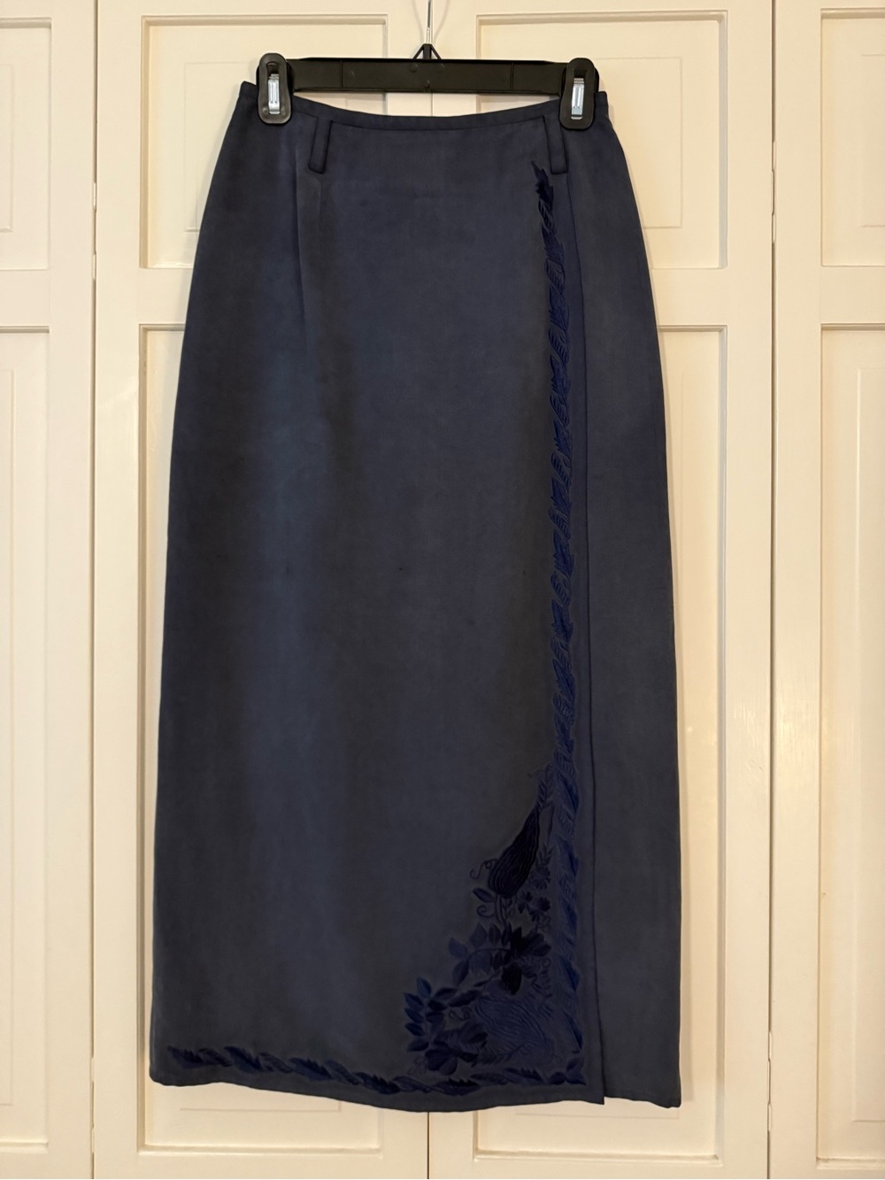 Preston & York Navy Maxi Skirt with Tonal Embroidery